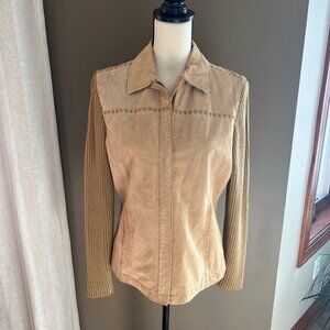 Live a Little Camel Suede Sweater/Jacket, Size Medium